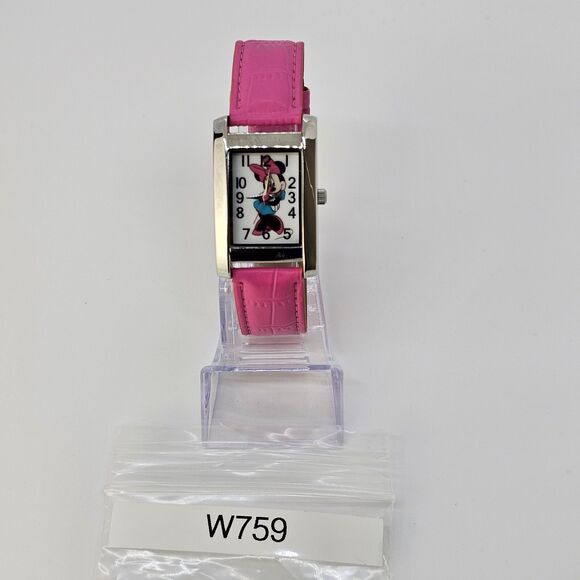 Minnie Mouse Women's Watch 26MM White Dial Pink Leather Band Straps New Battery - Picture 16 of 16